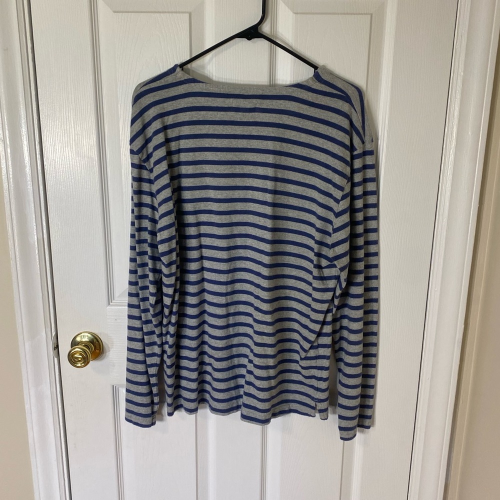 J. Crew Blue and Gray Striped Long Sleeve Shirt - Picture 2 of 4